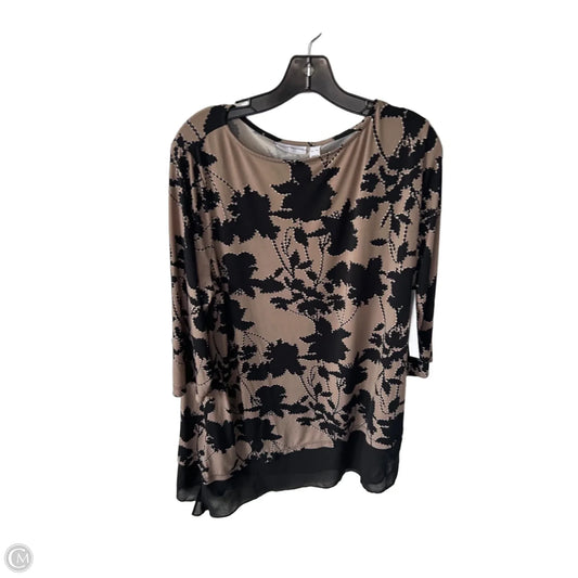 Tunic 3/4 Sleeve By Susan Graver In Black & Brown, Size: Xl