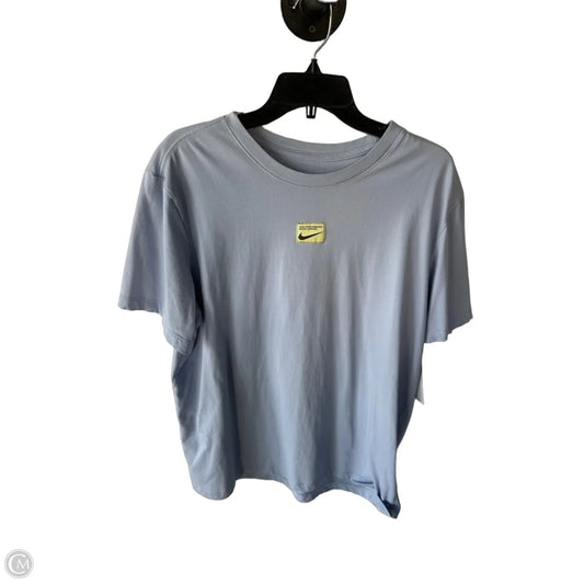 Athletic Top Short Sleeve By Nike In Blue & Cream, Size: Xl
