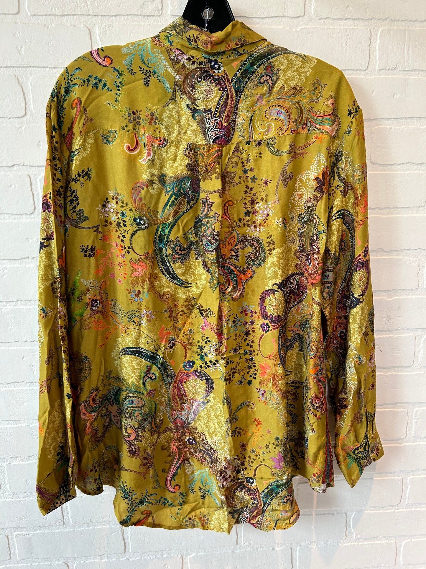 Yellow Top Long Sleeve Designer Johnny Was, Size S