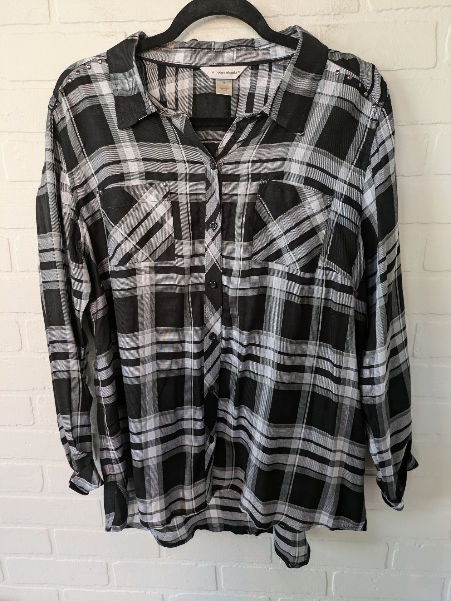 Black Top Long Sleeve Christopher And Banks, Size Xl