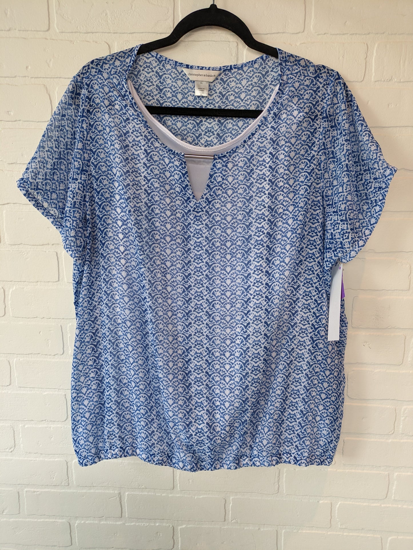Blue Top Short Sleeve Christopher And Banks, Size Xl