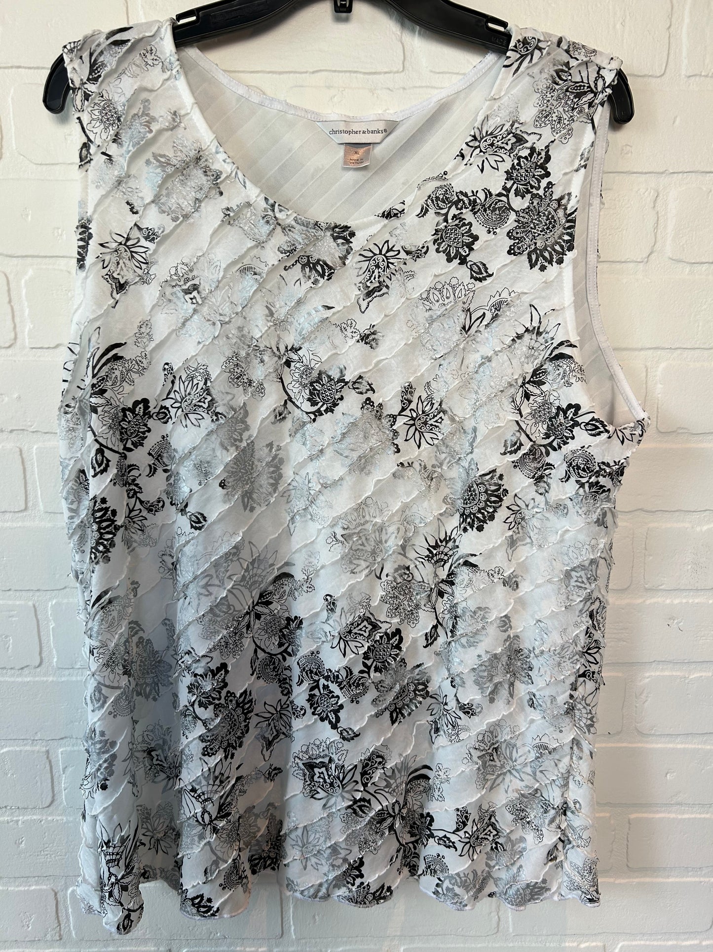 Black & White Top Sleeveless Christopher And Banks, Size Xl
