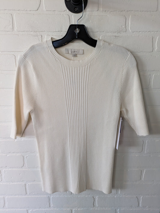 Cream Sweater Short Sleeve Loft, Size L