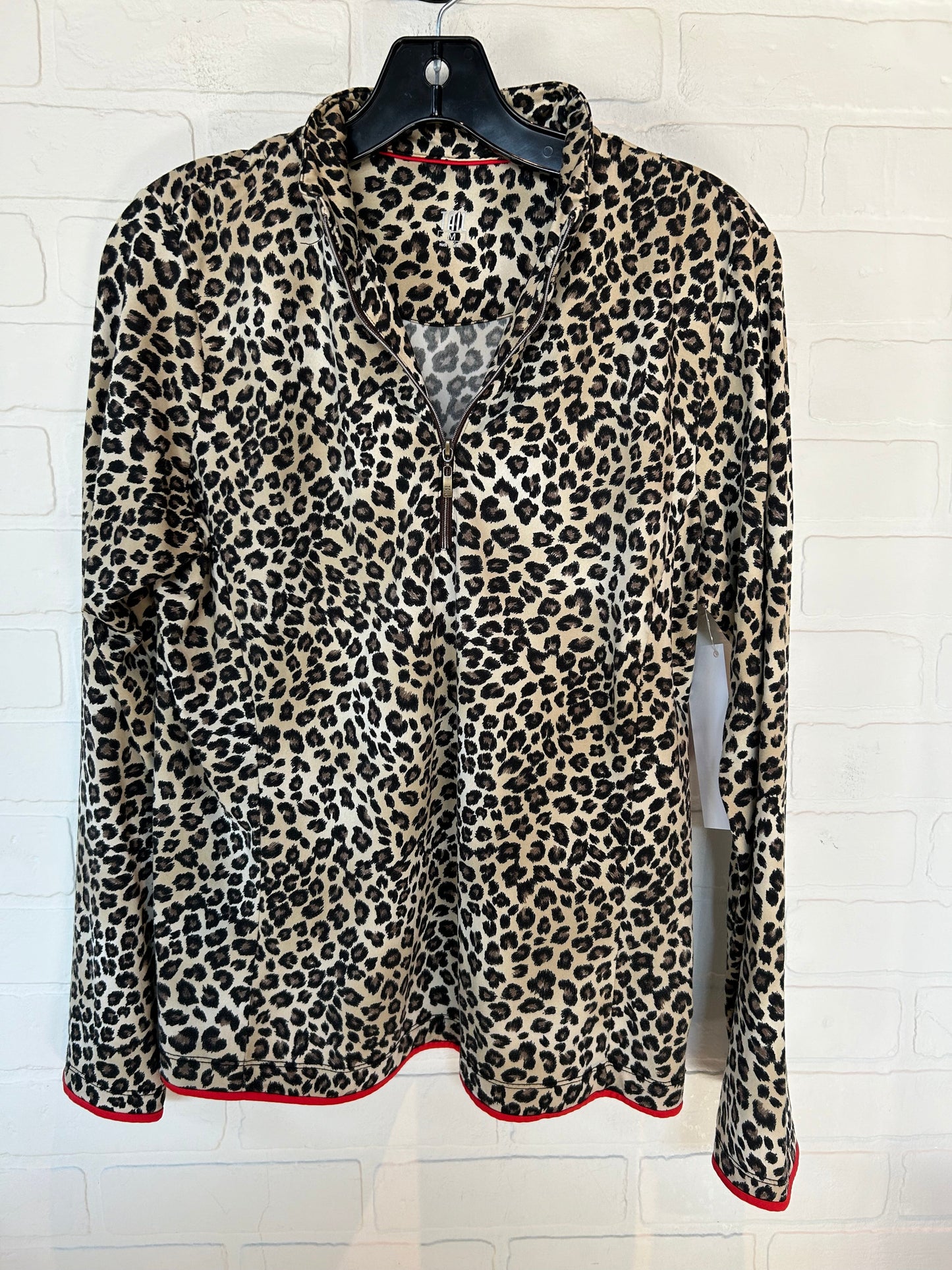 Animal Print Athletic Top Long Sleeve Crewneck Tail, Size M