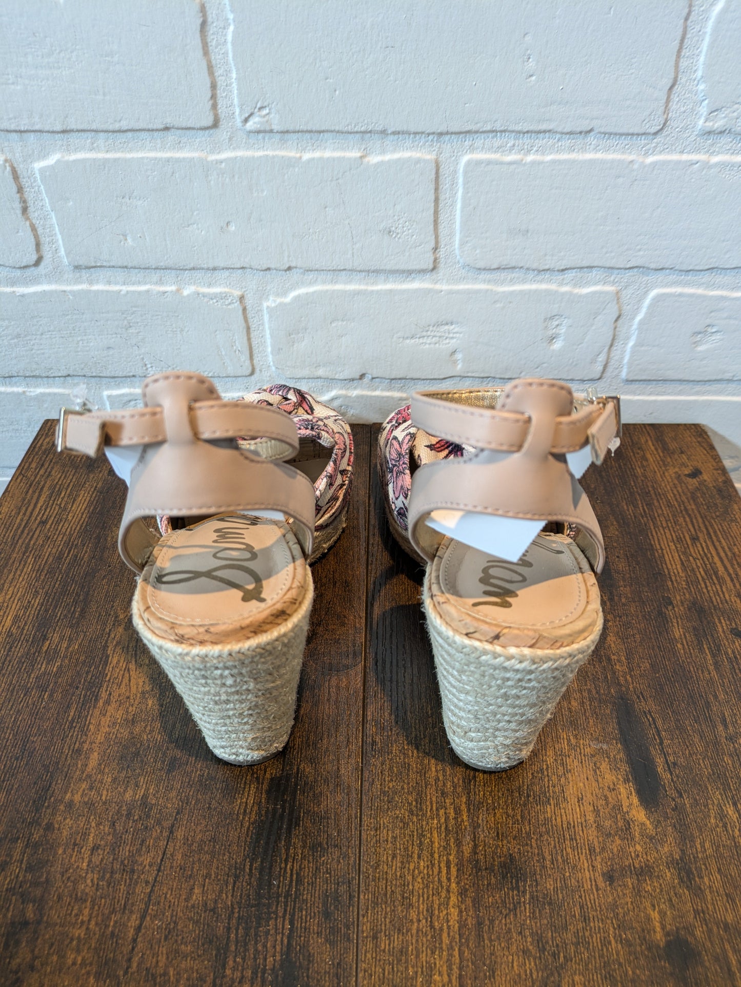 Sandals Heels Wedge By Sam Edelman In Pink & Tan, Size: 6.5