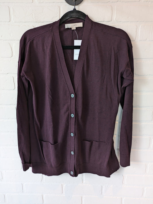 Sweater Cardigan By Loft In Purple, Size: S