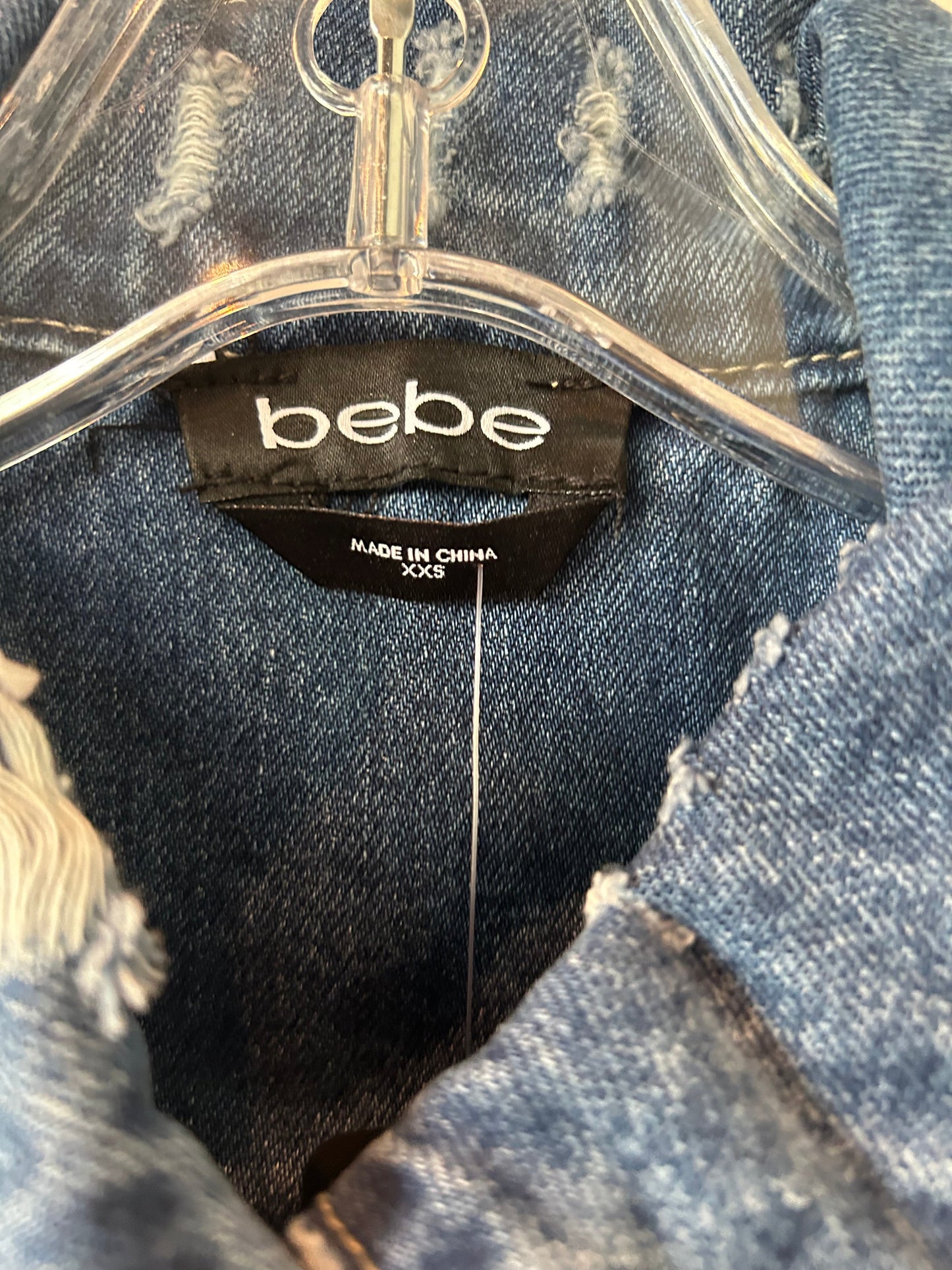 Jacket Denim By Bebe In Blue Denim, Size: Xxs