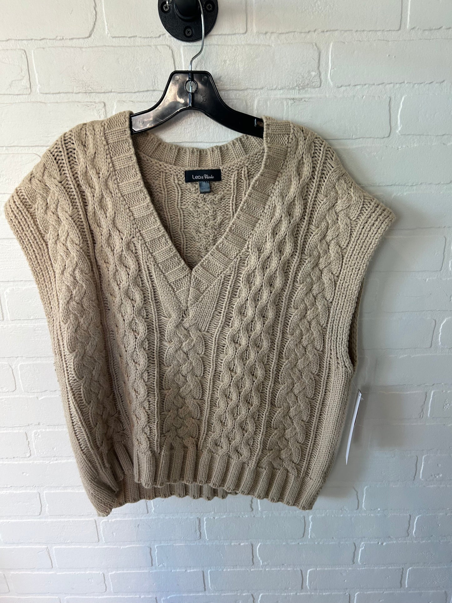 Vest Sweater By Lea & Viola In Tan, Size: S