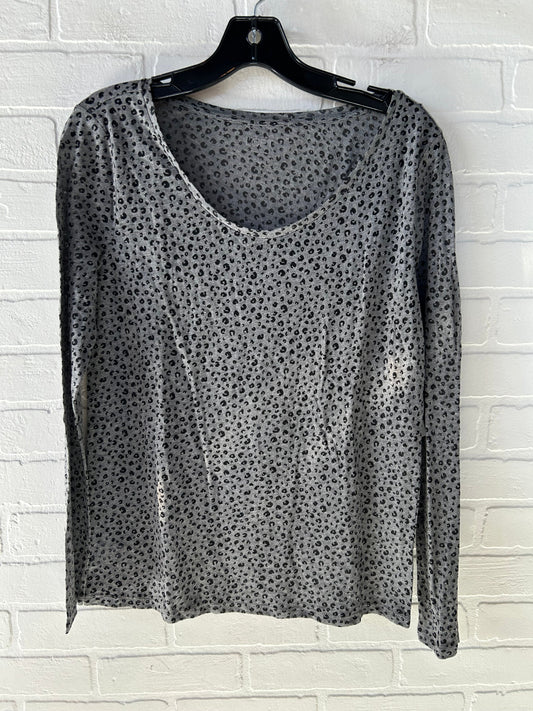 Top Long Sleeve Basic By Ann Taylor In Black & Grey, Size: M