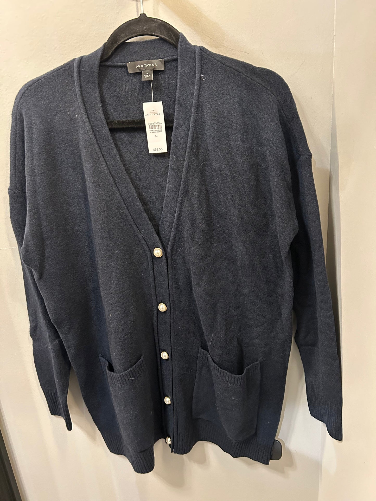 Sweater Cardigan By Ann Taylor In Blue, Size: M