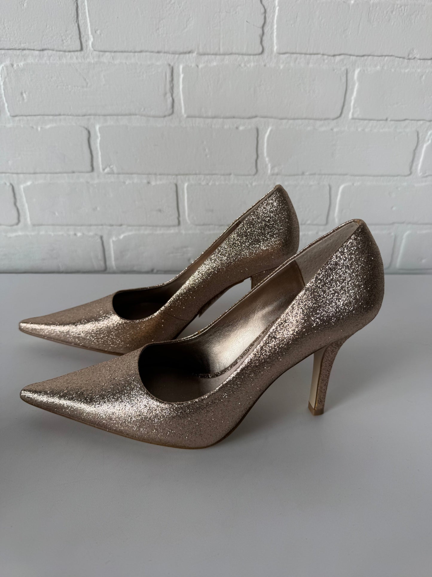 Shoes Heels Block By Nine West In Gold, Size: 6.5