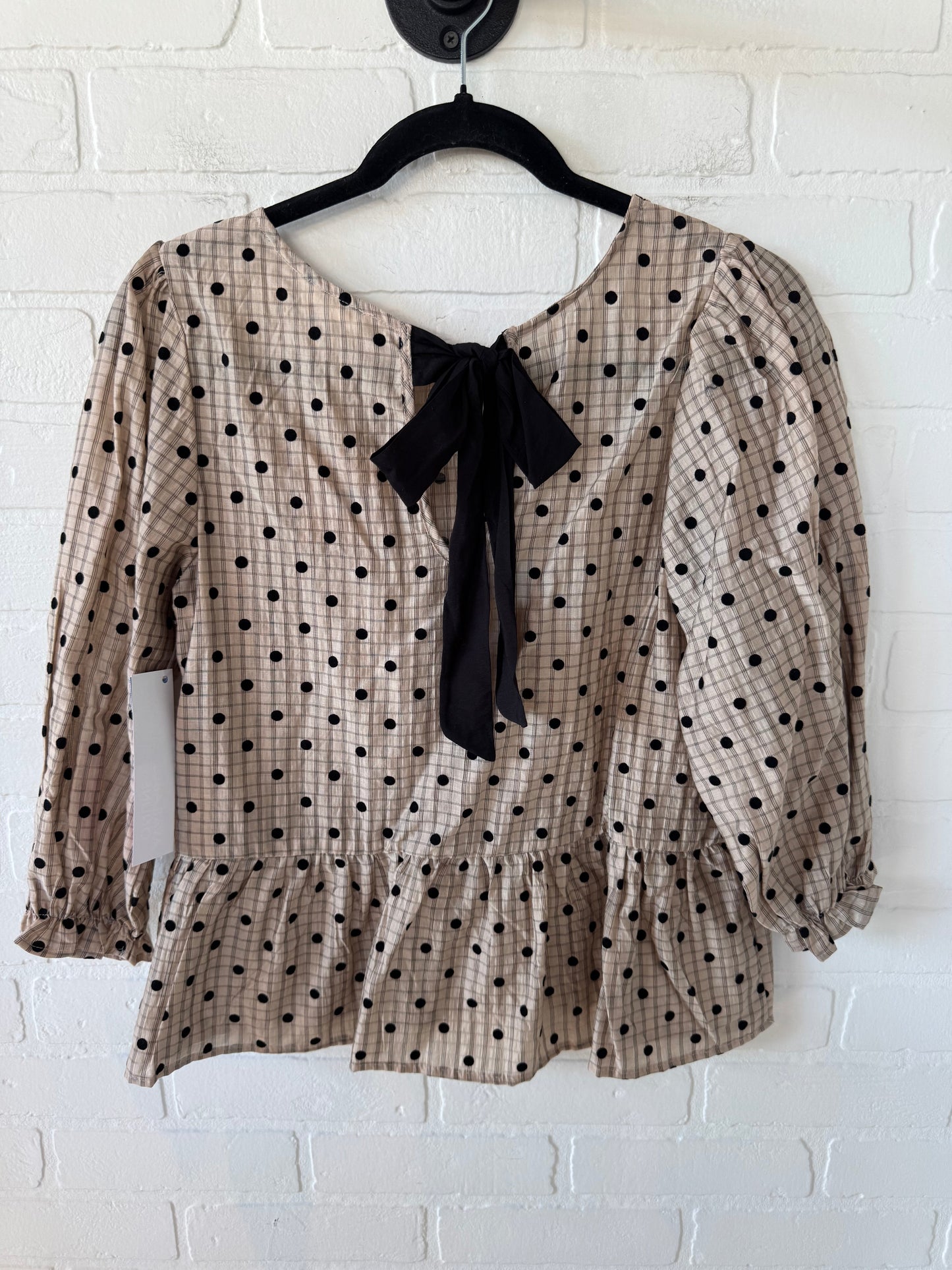 Top Long Sleeve By Blu Pepper In Black & Tan, Size: S