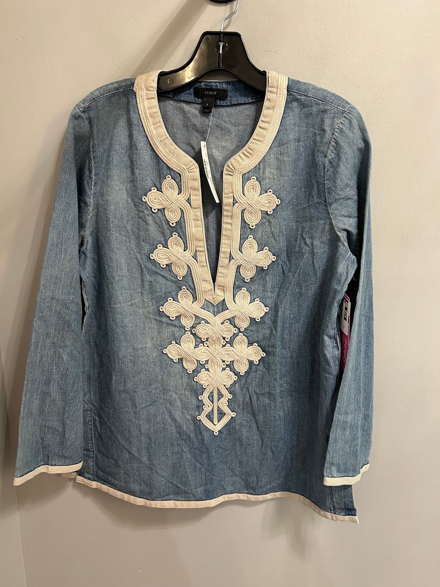 Top Long Sleeve By J. Crew In Blue & Cream, Size: M