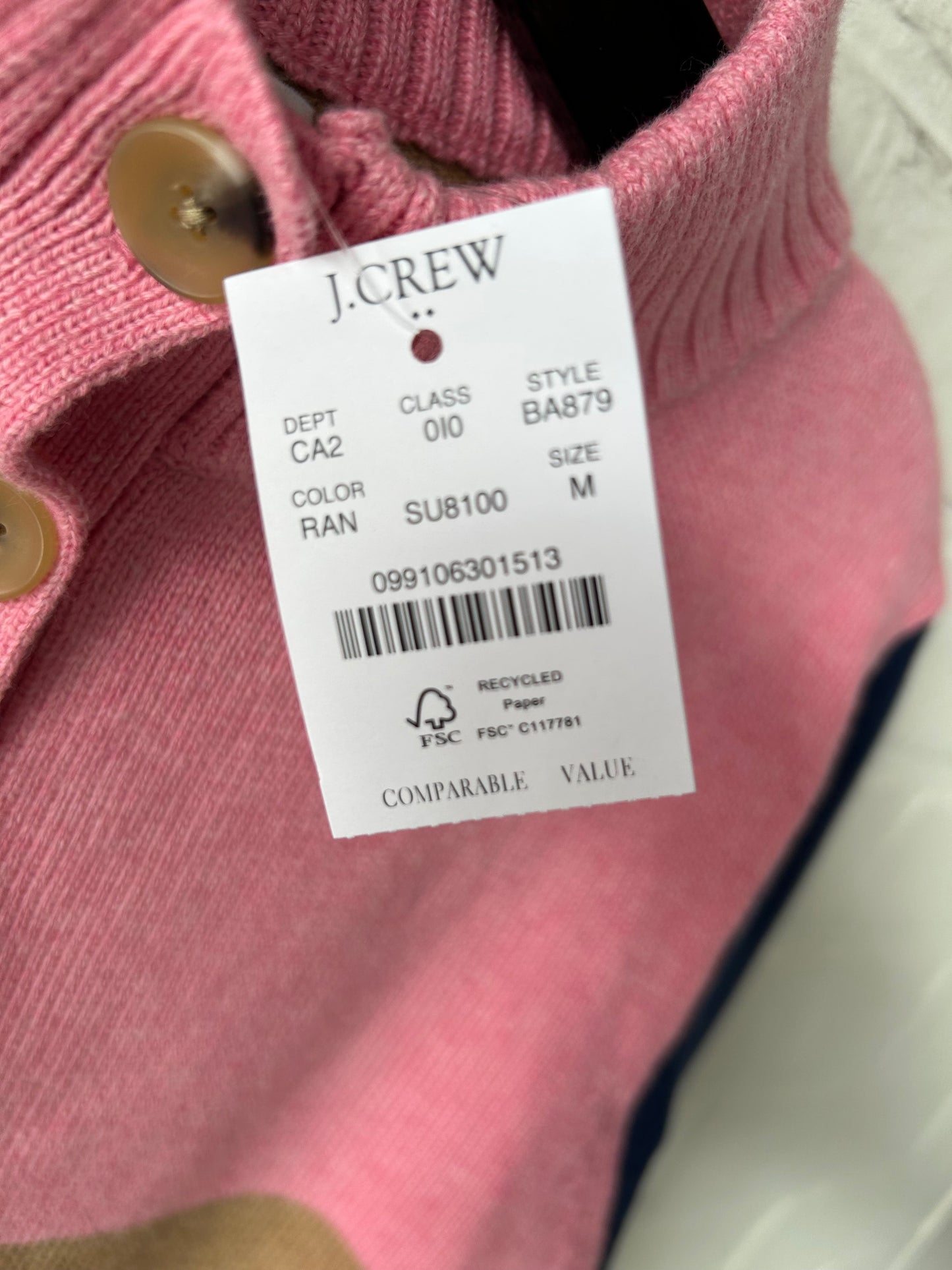 Sweater By J. Crew In Pink & Tan, Size: M