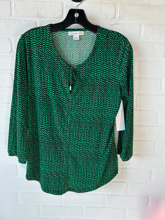 Top Long Sleeve By Liz Claiborne In Black & Green, Size: S