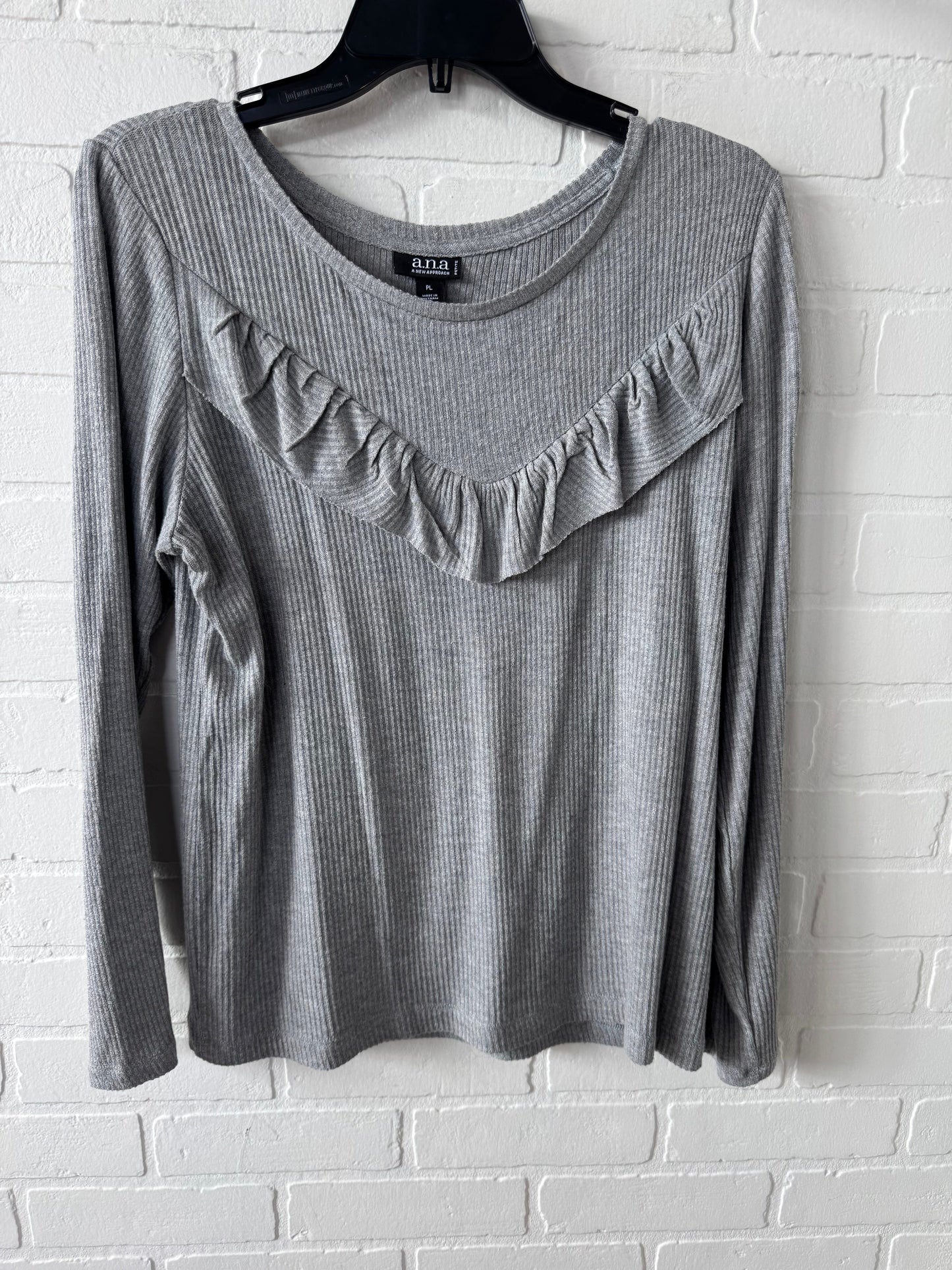 Top Long Sleeve By Ana In Grey, Size: Lp