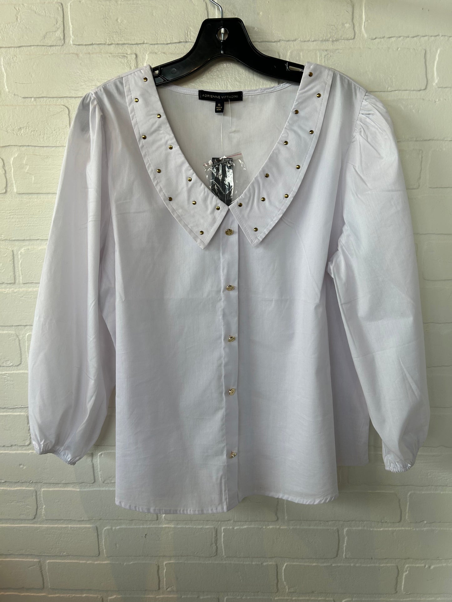 Top Long Sleeve By Adrienne Vittadini In White, Size: Xl