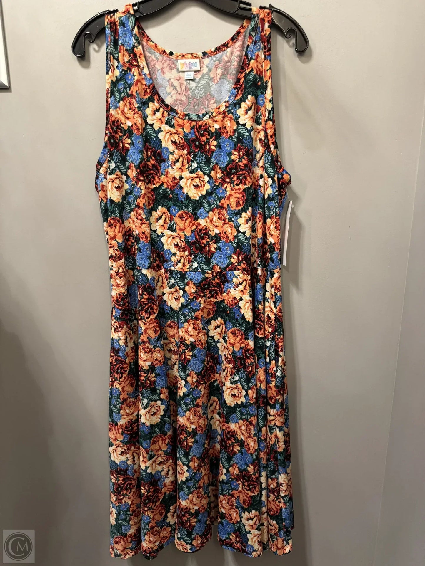 Dress Casual Midi By Lularoe In Blue & Green, Size: 2x