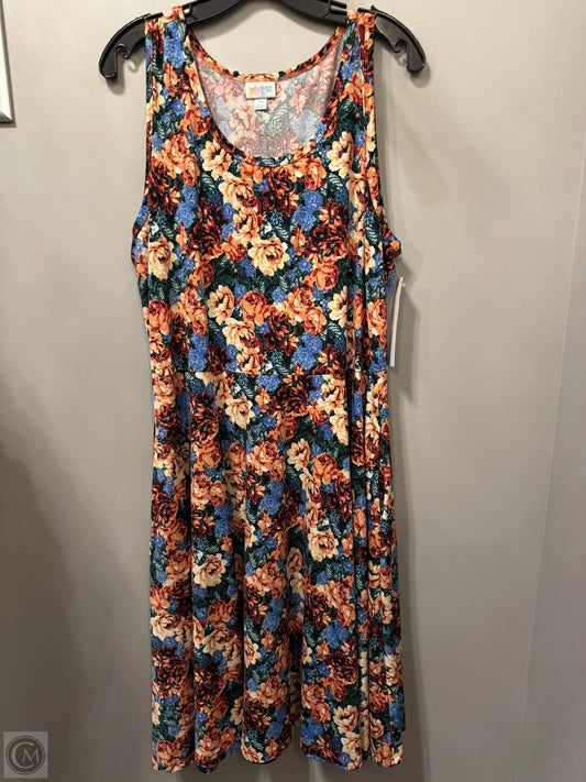 Dress Casual Midi By Lularoe In Blue & Green, Size: 2x
