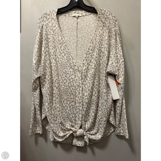 Top Long Sleeve By Z Supply In Grey & White, Size: M