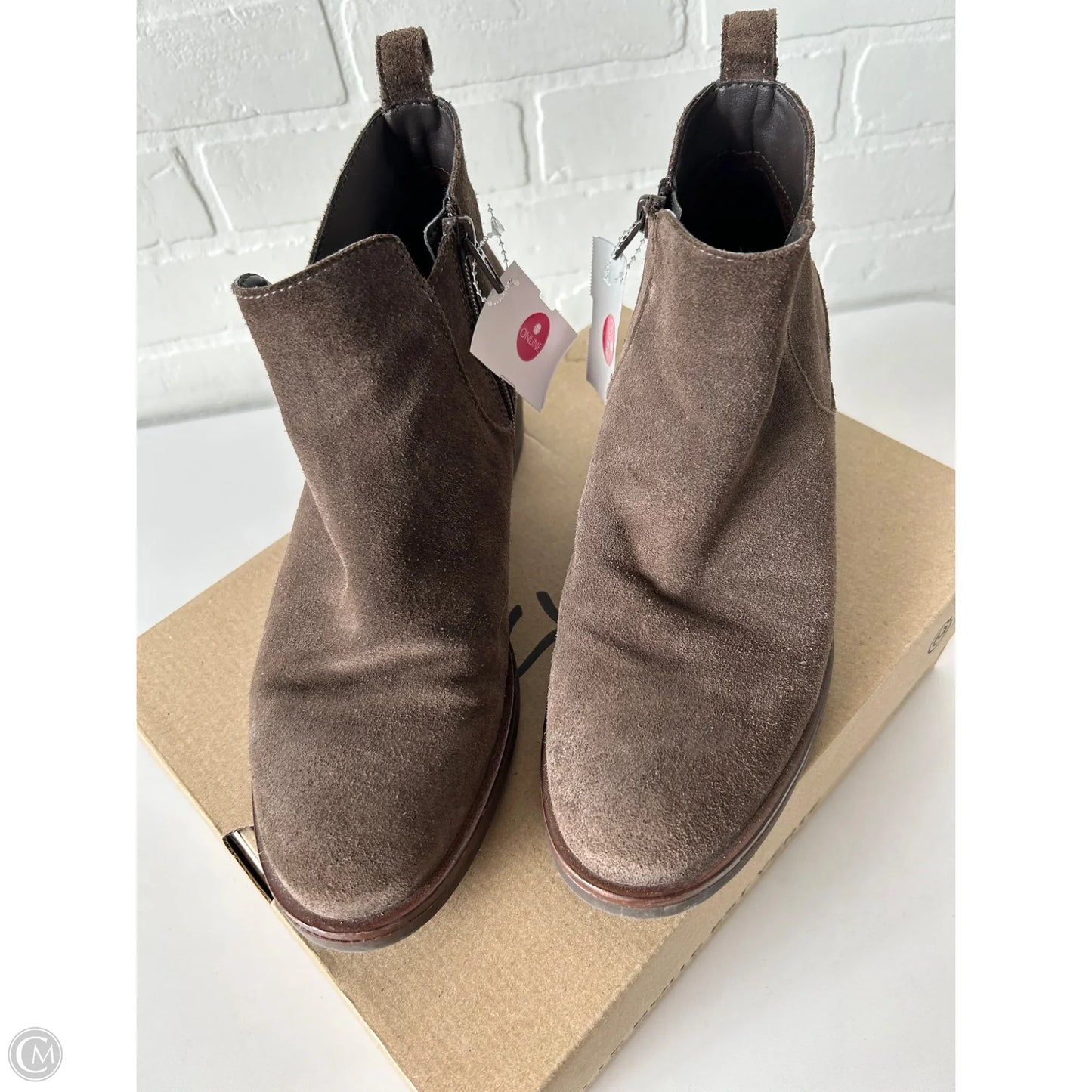 Boots Ankle Heels By Clarks In Brown, Size: 8.5