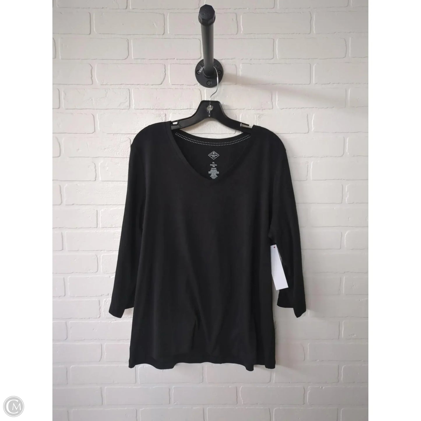 Top 3/4 Sleeve Basic By St Johns Bay In Black, Size: Xl