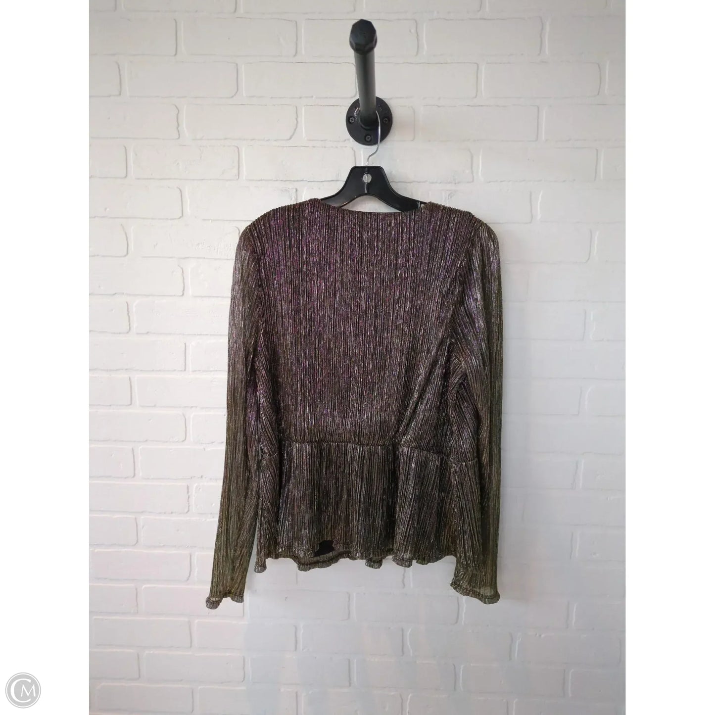 Top Long Sleeve By Simply Vera In Black & Gold, Size: Xl