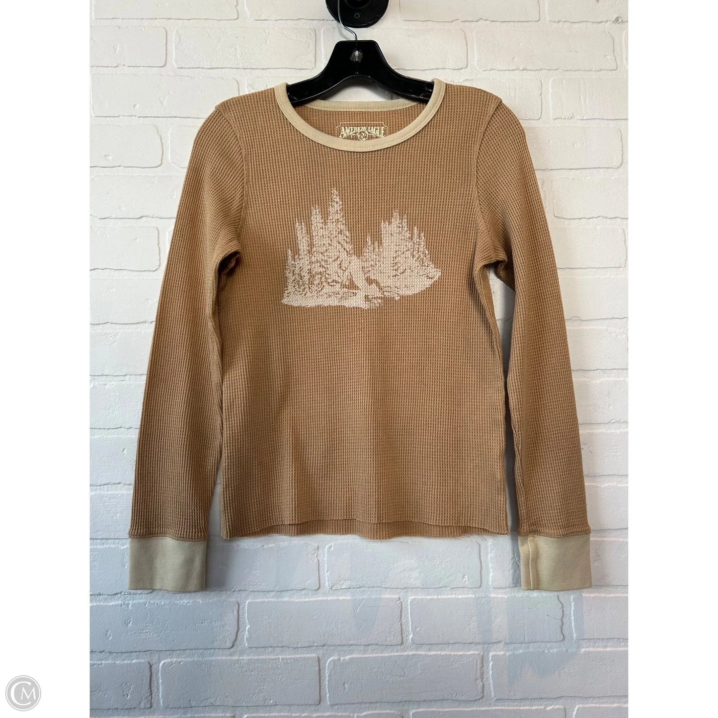 Top Long Sleeve By American Eagle In Tan, Size: M