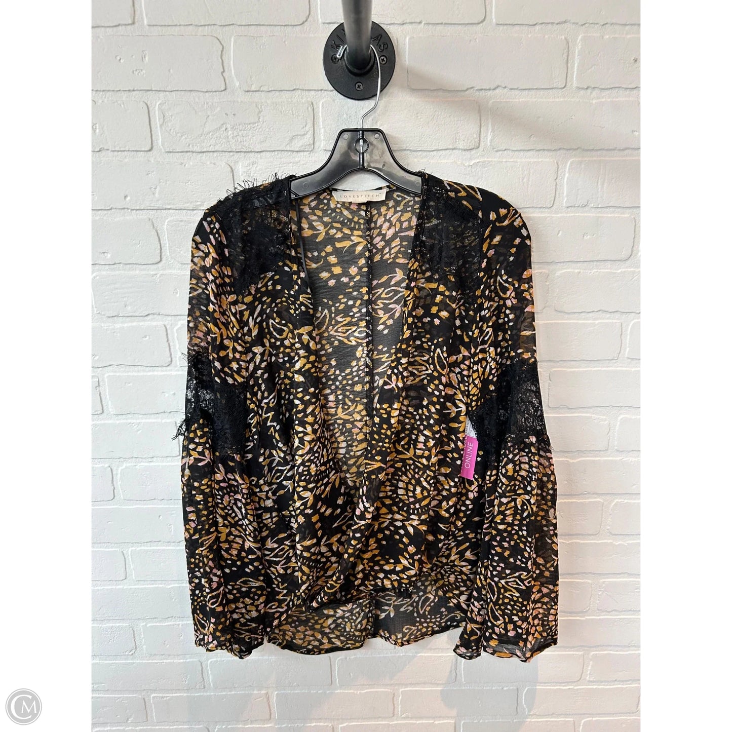 Top Long Sleeve By Lovestitch In Black & Yellow, Size: L