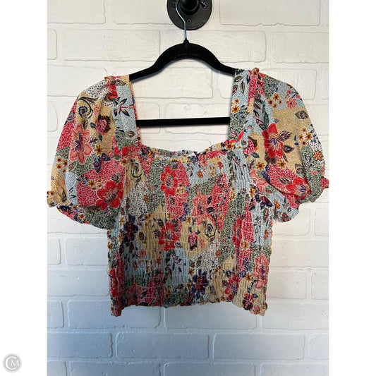 Top Short Sleeve By Monteau In Red & Yellow, Size: Xl