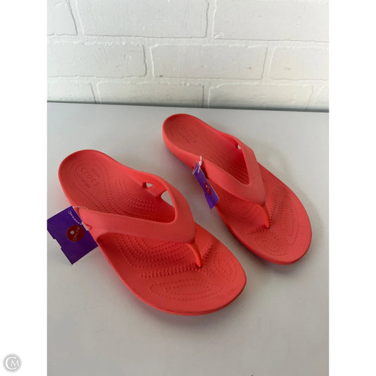 Sandals Flip Flops By Crocs In Orange, Size: 11