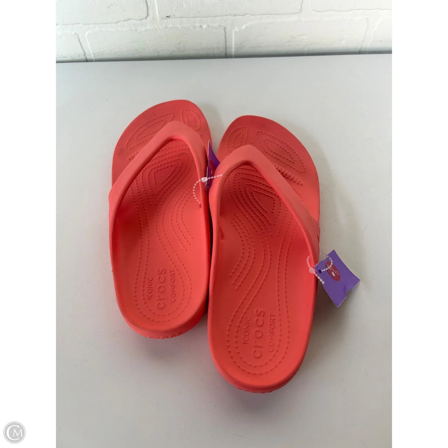Sandals Flip Flops By Crocs In Orange, Size: 11