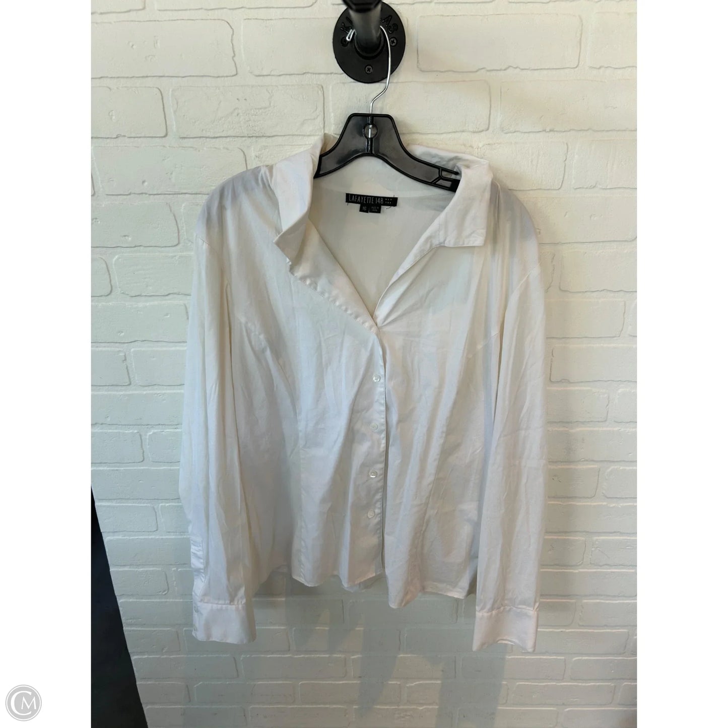 Top Long Sleeve Designer By Lafayette 148 In Cream, Size: Xl