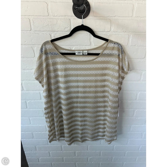 Top Short Sleeve By Cato In Tan & White, Size: 3x