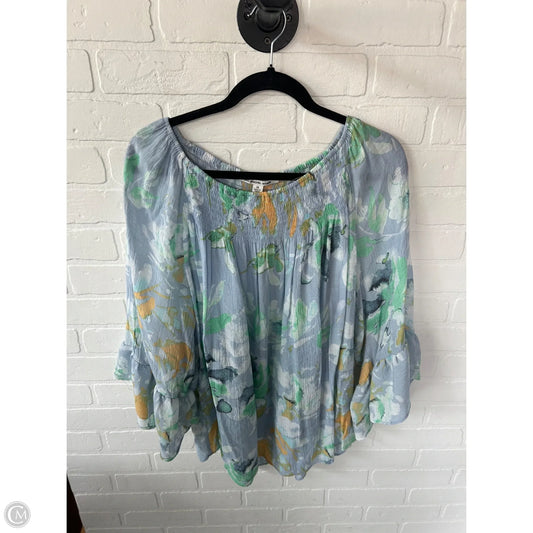 Top Long Sleeve By Zac And Rachel In Blue & Yellow, Size: 2x