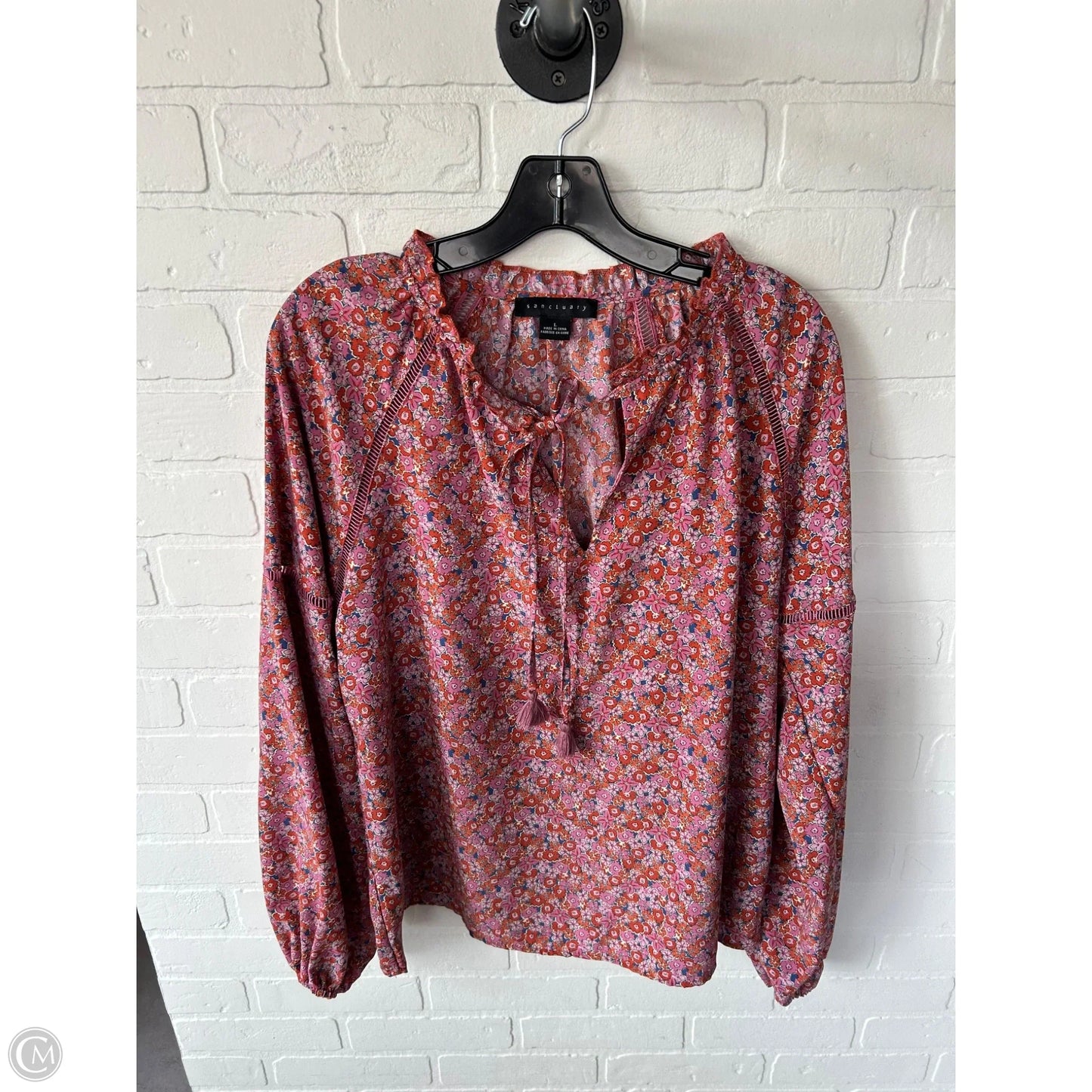 Top Long Sleeve By Sanctuary In Orange & Pink, Size: L