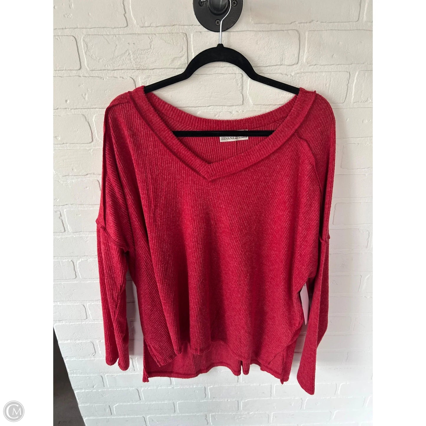 Top Long Sleeve By Zenana Outfitters In Red, Size: 2x