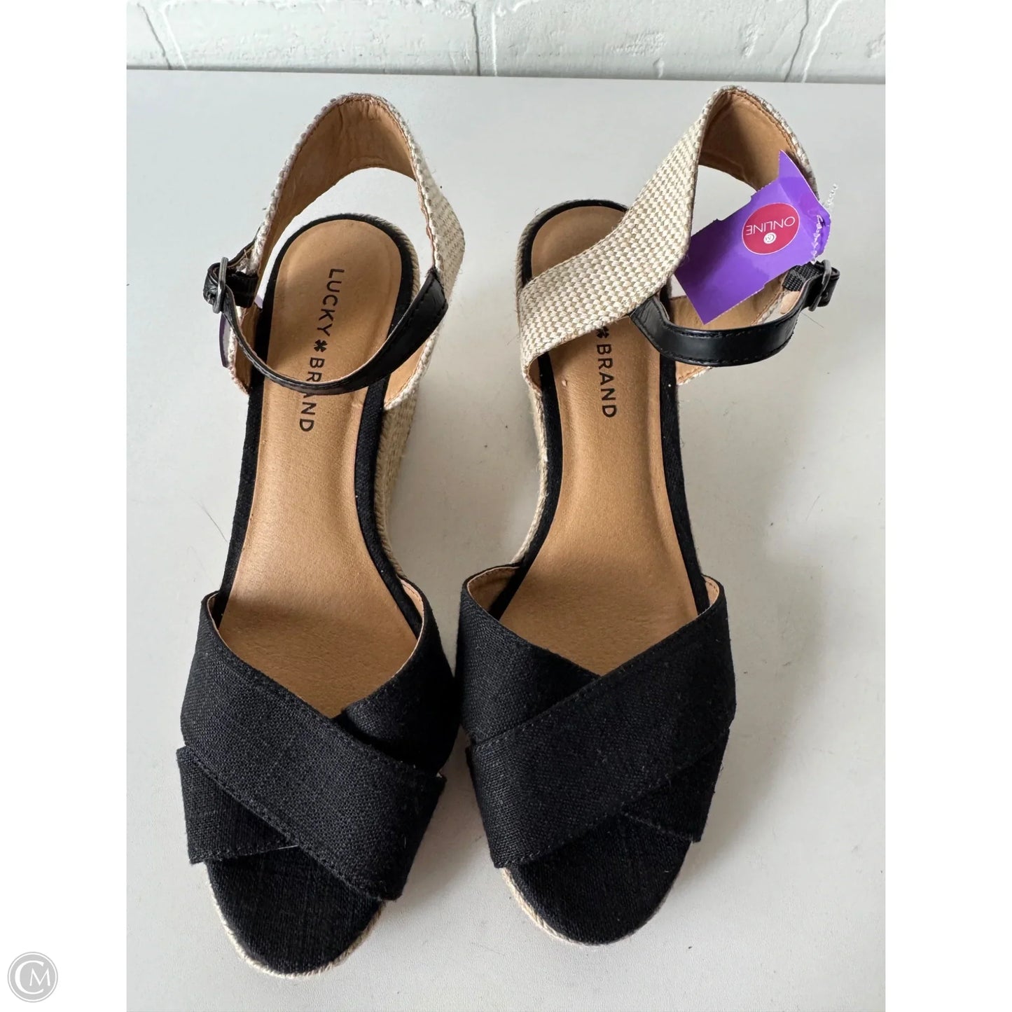 Sandals Heels Wedge By Lucky Brand In Black & Tan, Size: 10