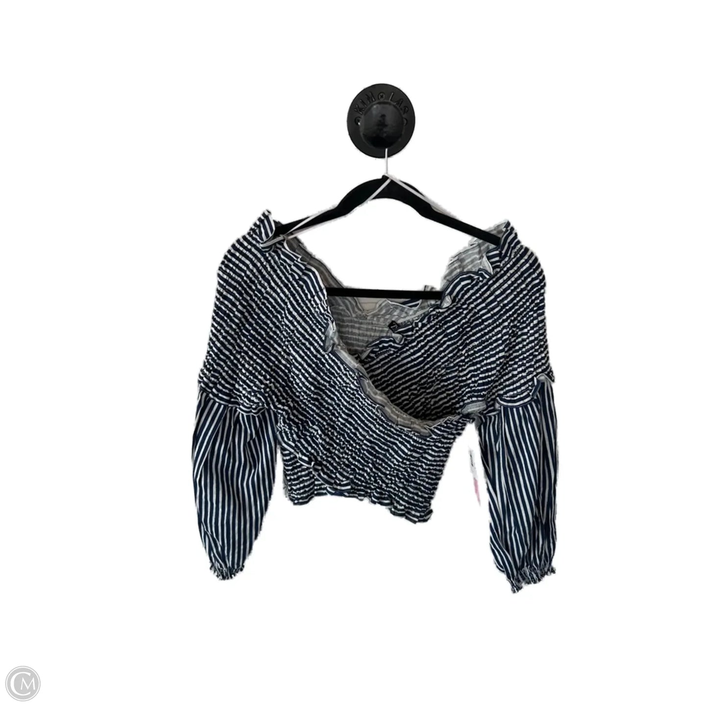 Top Long Sleeve By Zara In Blue & White, Size: Xl