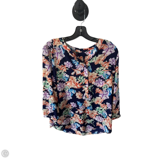 Top 3/4 Sleeve By Not Your Daughters Jeans In Blue & Orange, Size: S