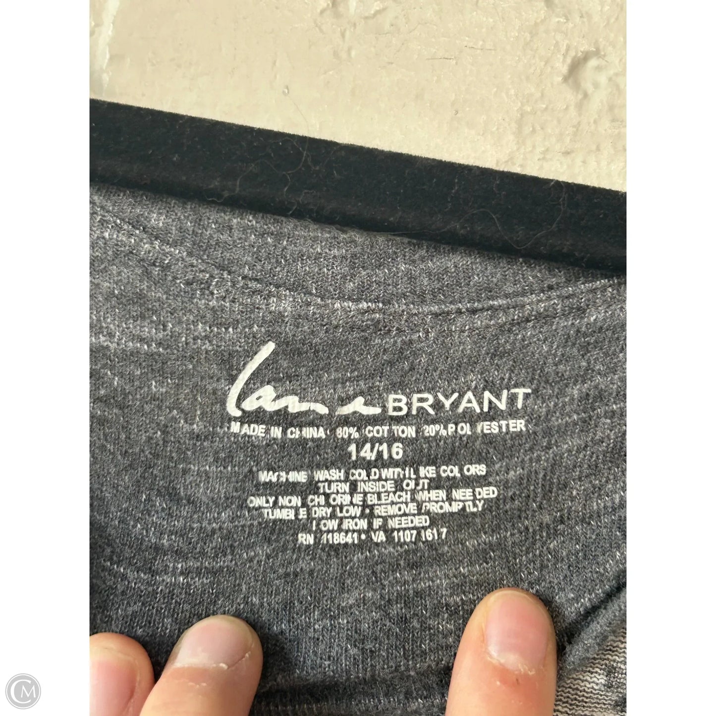 Top 3/4 Sleeve By Lane Bryant In Grey, Size: L