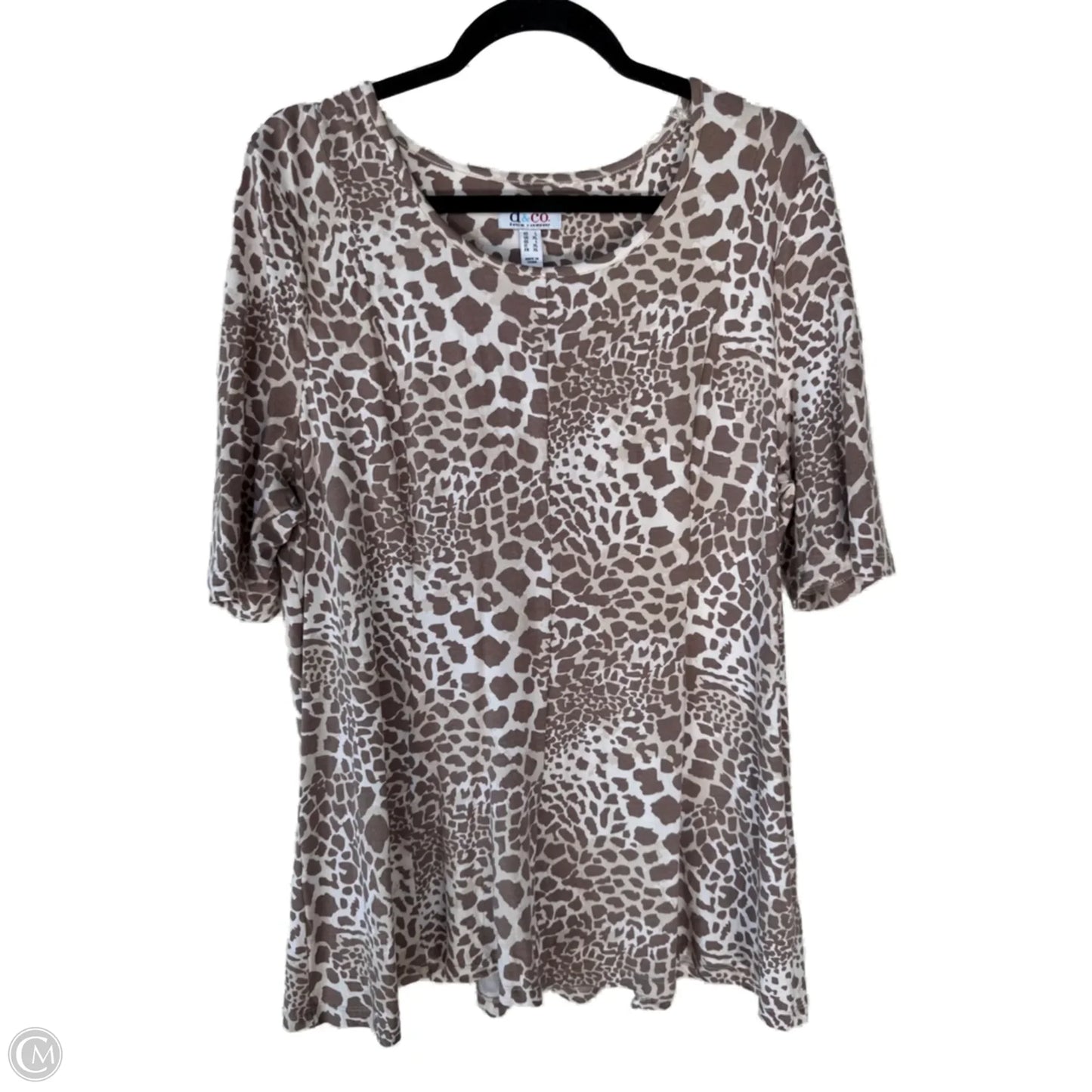 Top Short Sleeve Basic By Denim And Co Qvc In Tan, Size: L