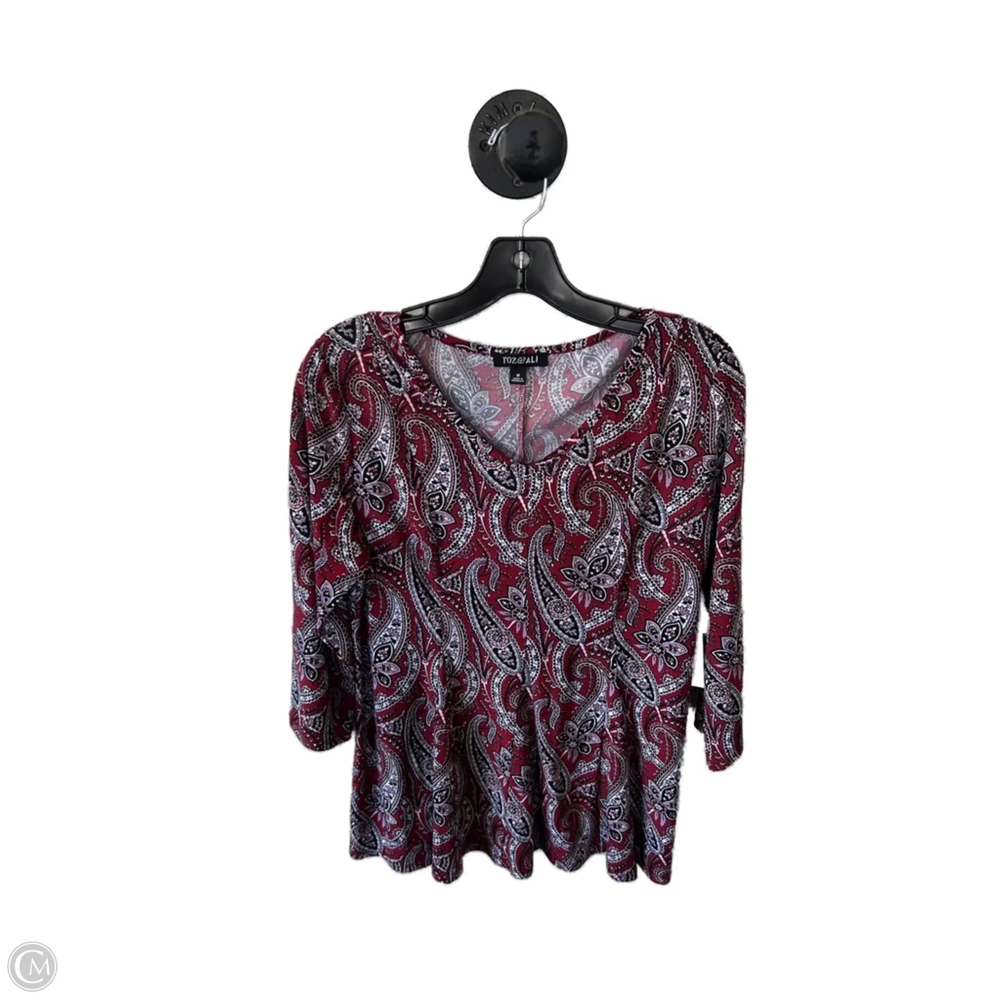 Top 3/4 Sleeve By Roz And Ali In Black & Red, Size: M