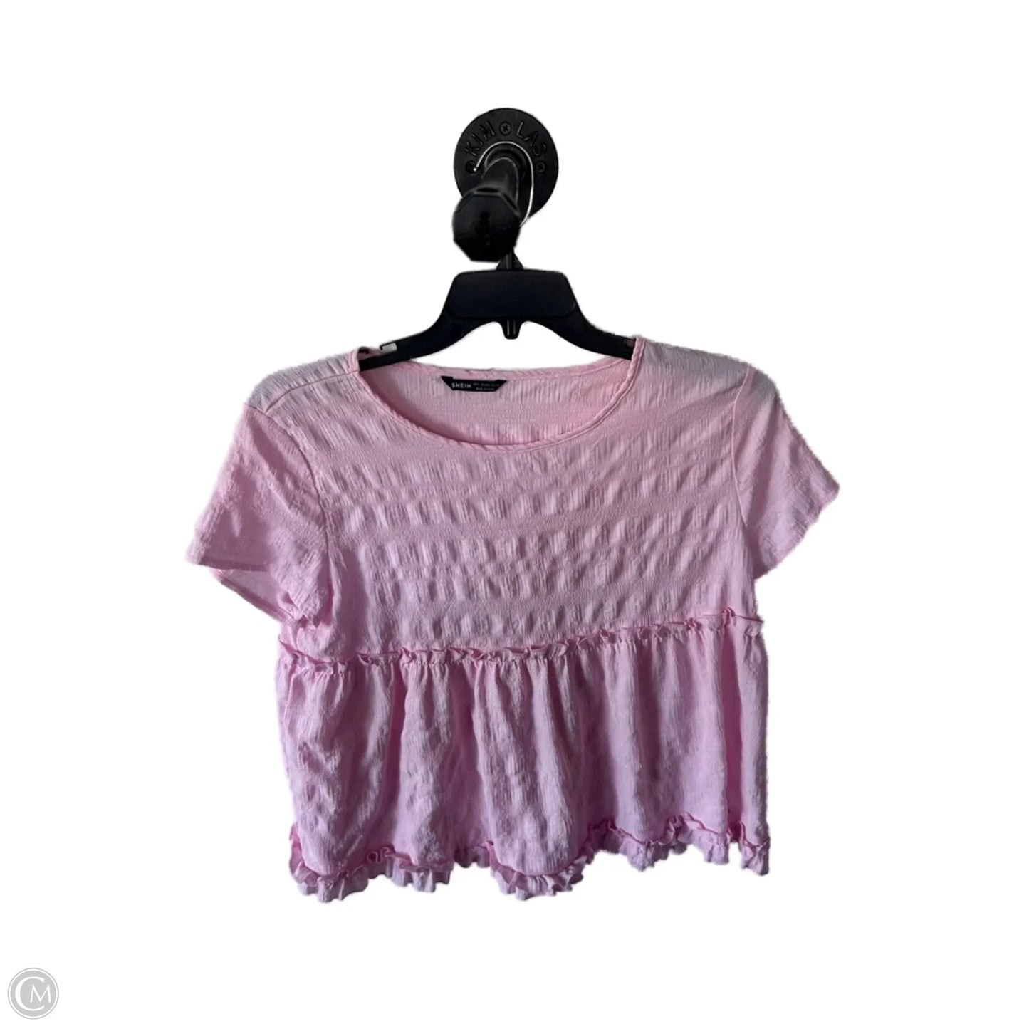 Top Short Sleeve By Shein In Pink, Size: L