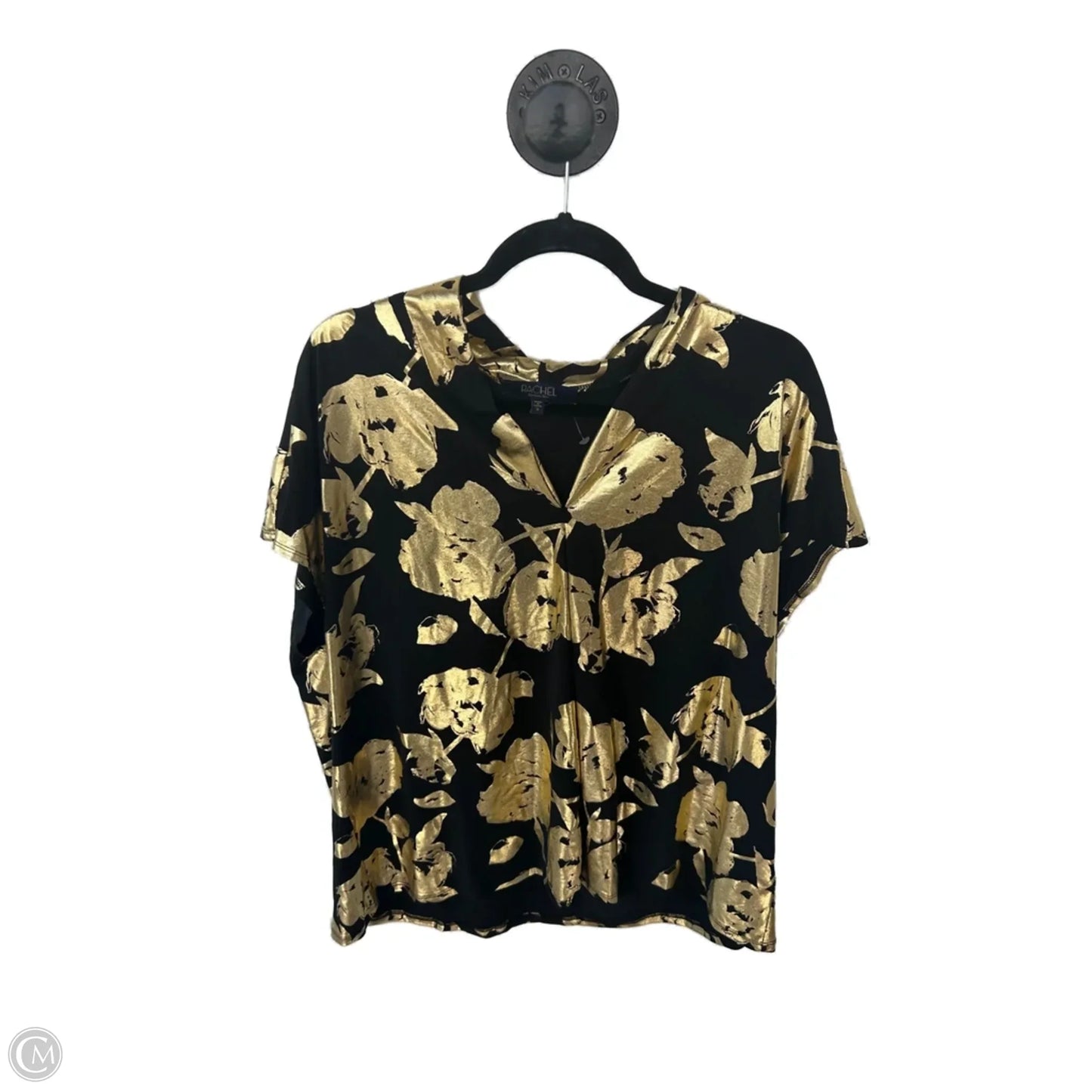 Top Short Sleeve By Rachel Roy In Black & Gold, Size: 1x