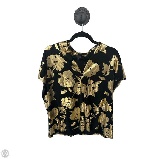 Top Short Sleeve By Rachel Roy In Black & Gold, Size: 1x