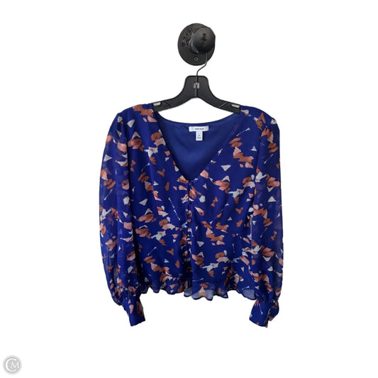 Top Long Sleeve By Nine West In Blue & Brown, Size: M
