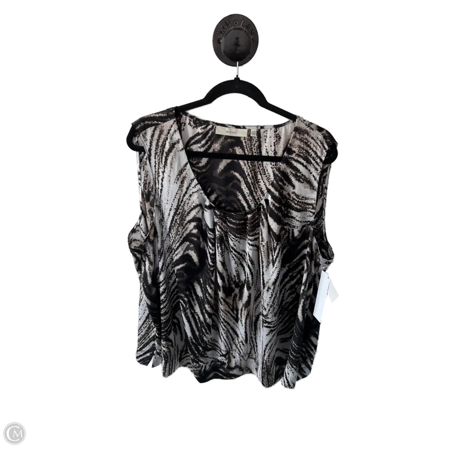 Top Sleeveless By Sejour In Brown & White, Size: 2x