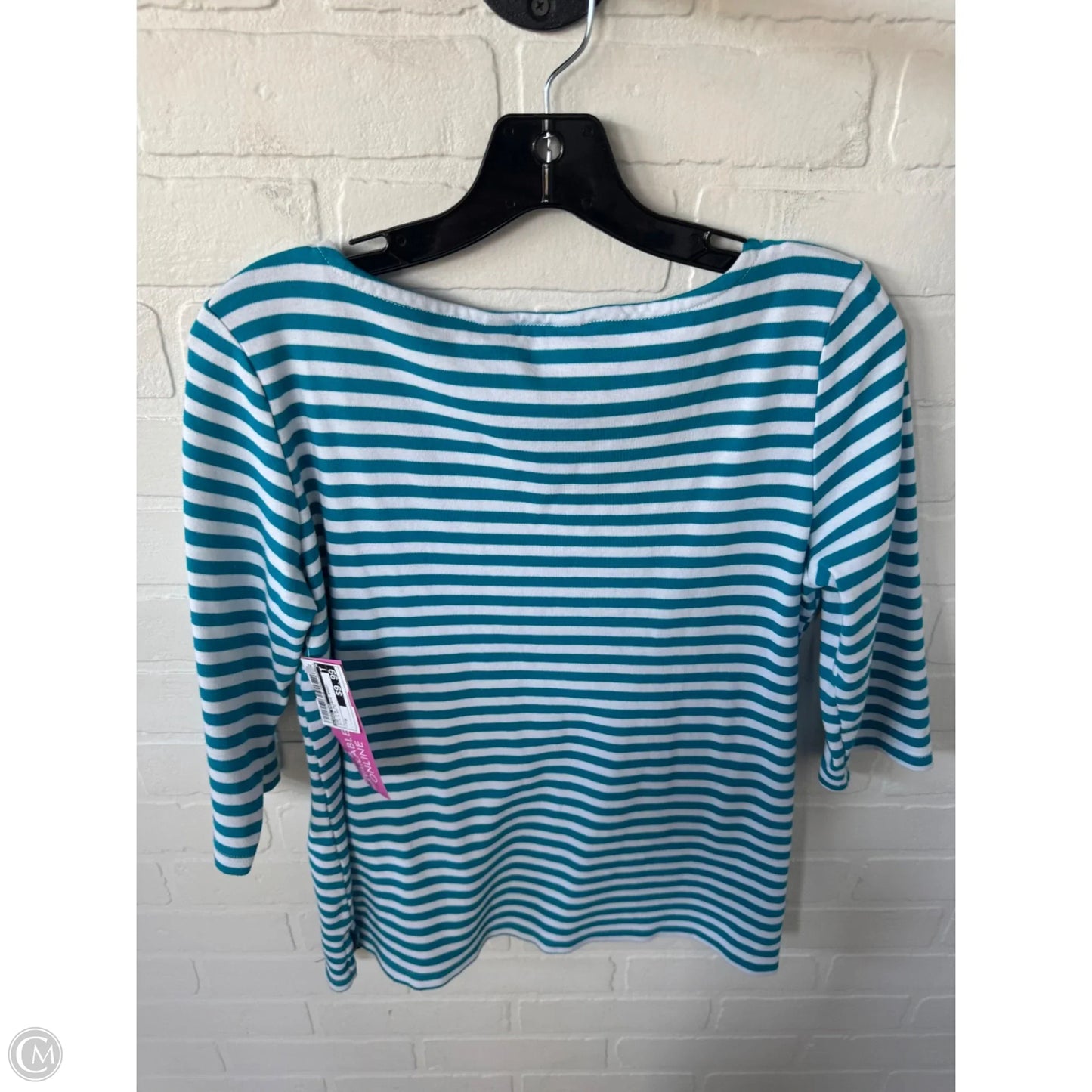 Top 3/4 Sleeve Basic By Lands End In Blue & White, Size: M