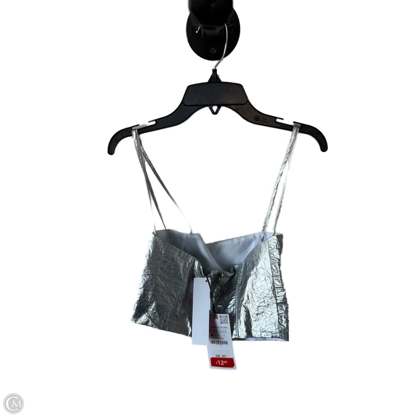 Top Sleeveless By Zara In Silver, Size: Xs